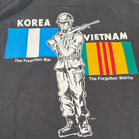 Korea Vietnam The Forgotten War & Warrior Vintage Single Stich Tee - Picture 2 of 7